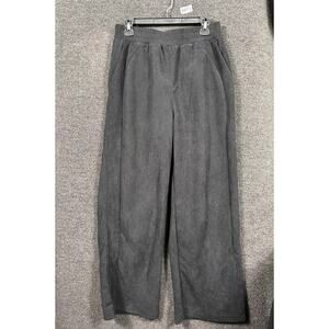 Halara Pants Womens Medium Gray Ribbed Wide Leg Elastic Waist Lined Pockets